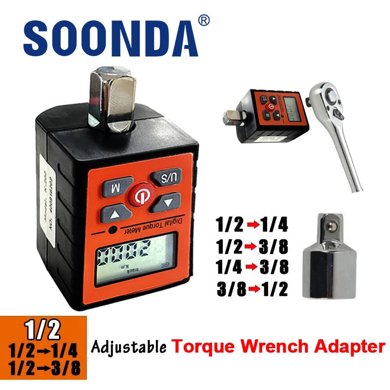New Version 1/2" 1/4" 3/8" Digital Torque Meter Measurement Adapter Spark Plug Bicycle KG Torque Wrench Gauge Tester Screwdriver
