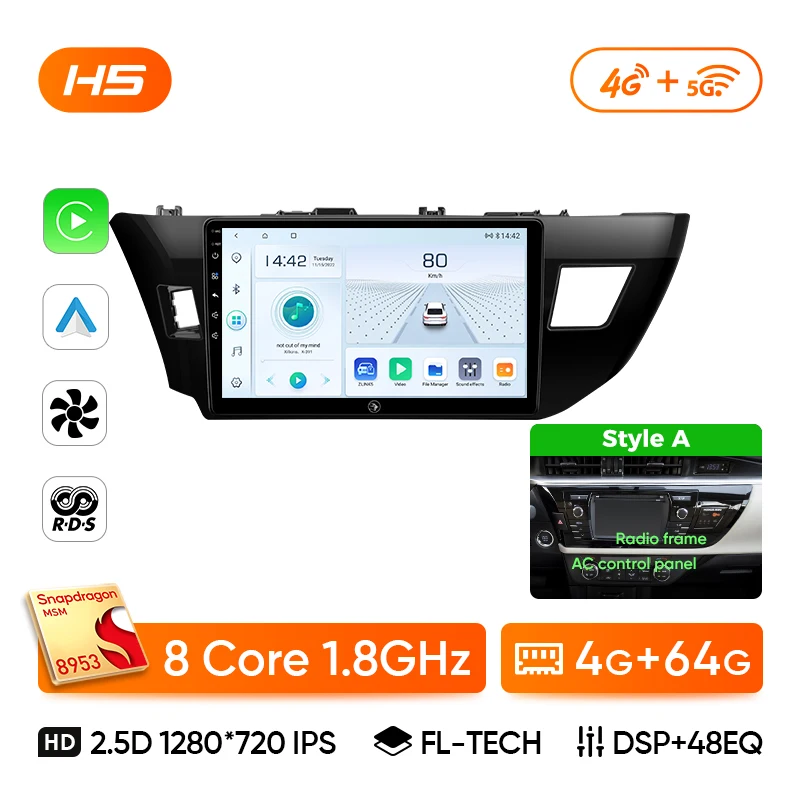 Автомобильный мультимедийный плеер Ainavi для Toyota Corolla 11 2012 2013 2014 2015 2016 E170 E180 беспроводной Carplay Android Auto 4G Wifi 2din