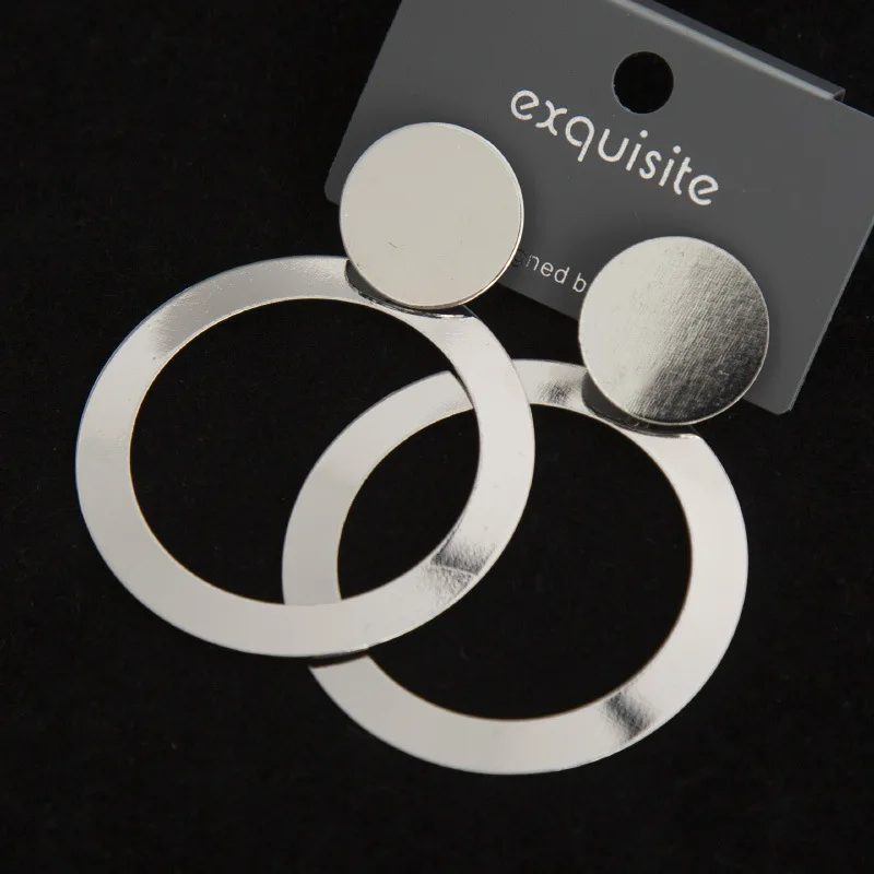 

Геометрические серьги из нержавеющей стали с металлическим блеском, крупные украшения с гравировкой, Винтажные серьги холодного ветра без ...