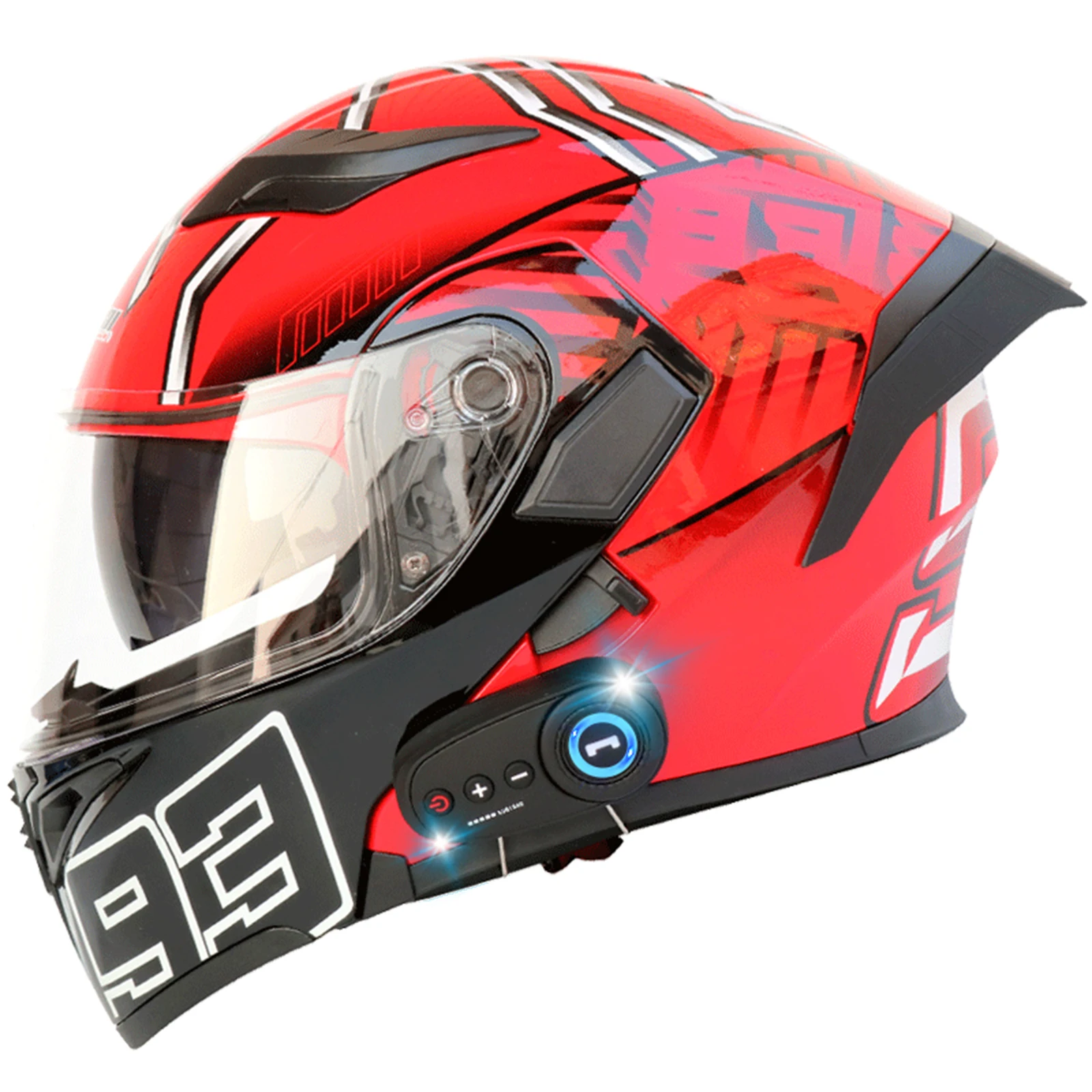 

Мотоциклетный шлем с Bluetooth, откидной шлем на все лицо, с двойными линзами, защита от запотевания, для мотоциклистов, сертифицирован DOT