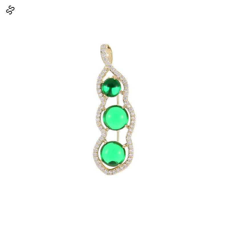 

Clothing Accessory Pea Design 1.2*4 CM Inlaid Zircon Ladies Fashion Brooches Pin
