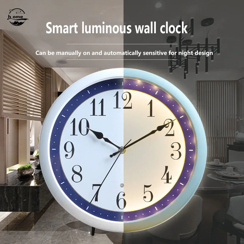 

Smart Luminous Wall Clock Digital Wood Voice Control 12 Inch Clock Simple Living Room Clocks Mute Creative Reloj De Pared Saat B