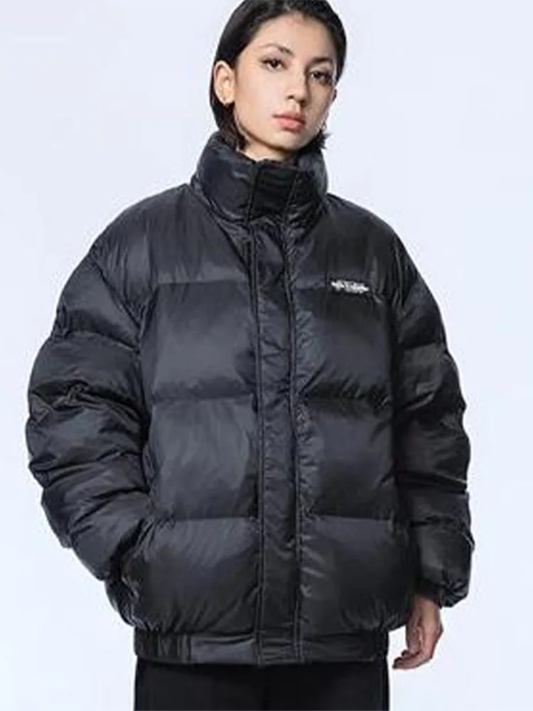 

2022 Winter Solid High Collar Down Jacket Women Loose Long Sleeve Thick Warm Women's Cotton-padded Coats Female Casual Clothing