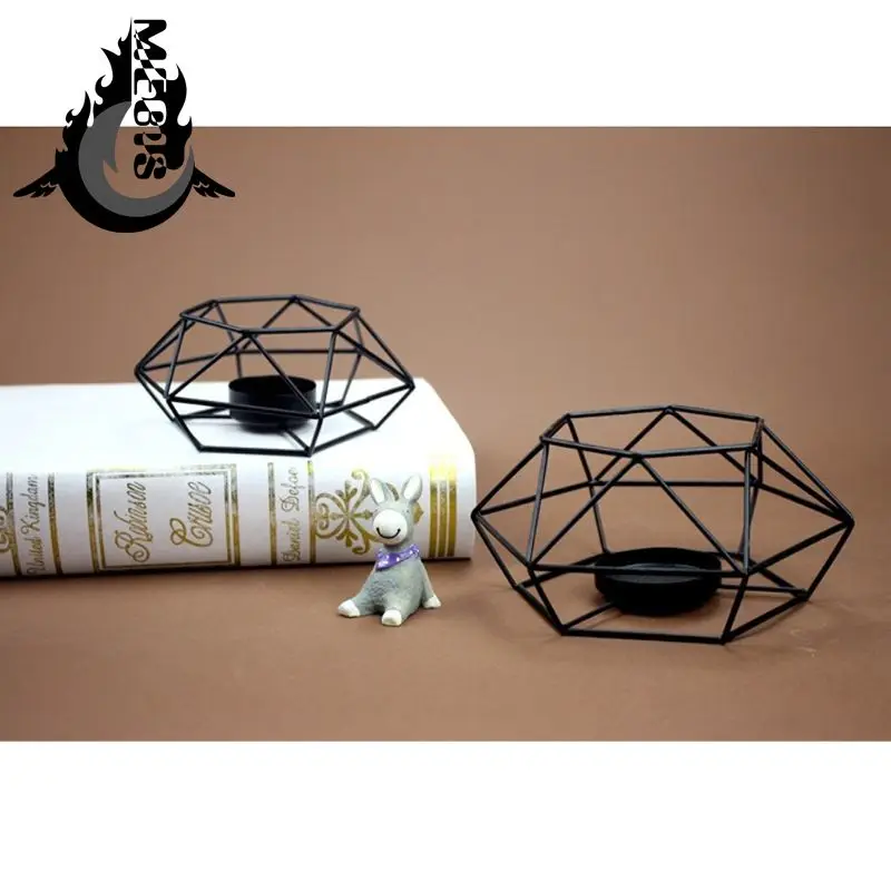 American Style 3D Geometric Candlestick Metal Candle Holder For Wedding Home Decorations Metal Candle Holder, Unique Appearance