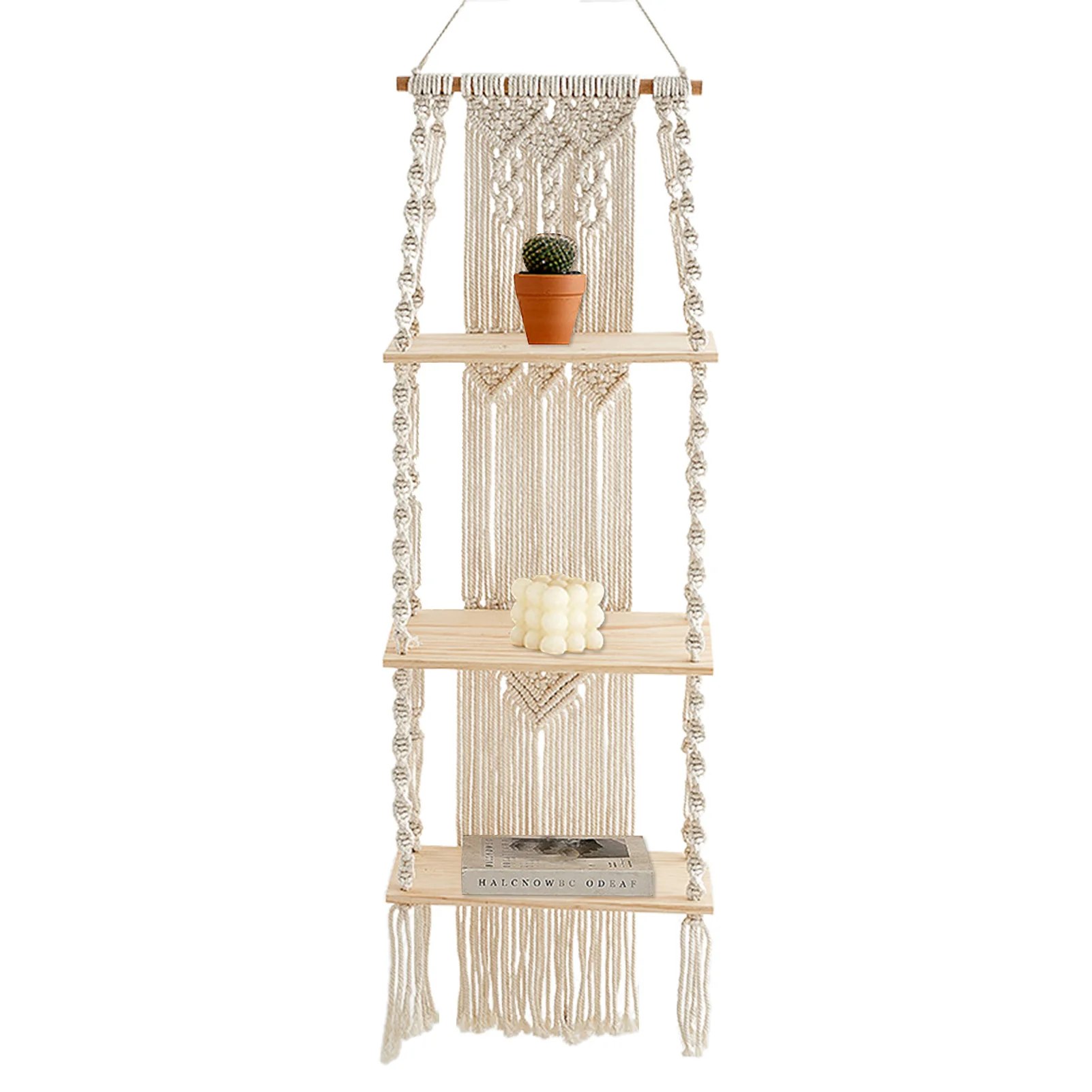 

Macrame Wall Decoration Hand-Woven Tapestry Cotton Rope Wall Hangings Shelves Floating Shelves Handwoven Rope Shelf Plant Shelf