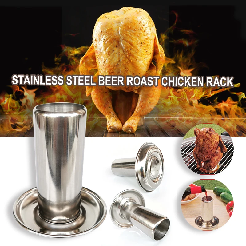 

Stainless Steel Vertical Poultry Turkey Chickens Roaster Rack with Roasting Pan for Oven or Barbecue Hot