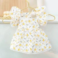 floral cat clothes princess dresses summer flying sleeve hollow tutu skirt dog shirt dresses girl small dog clothing party skirt