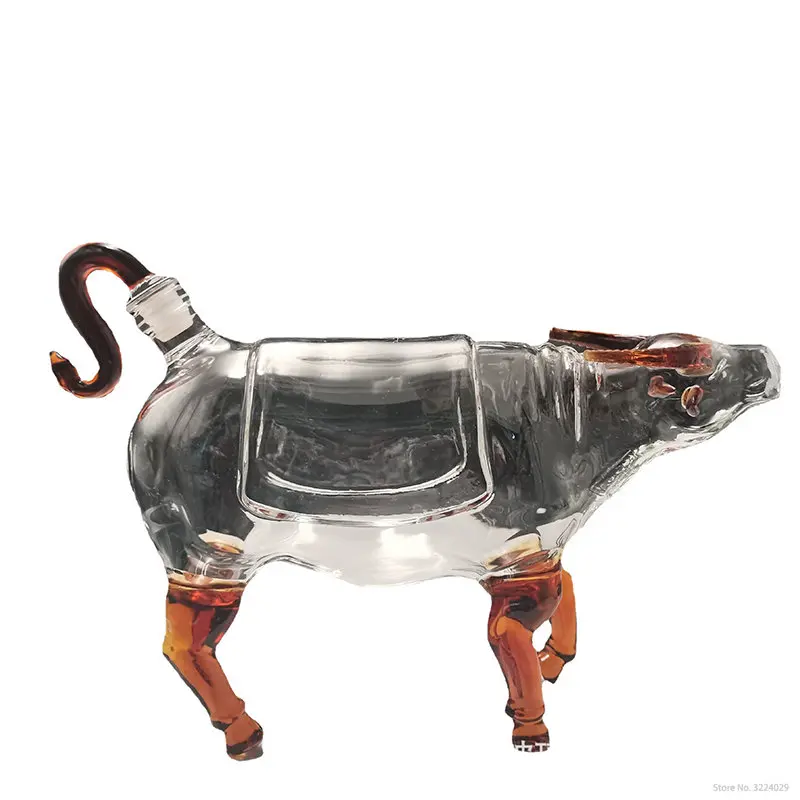 

1000ML cow shaped novelty barware lead-free glass whiskey decanter for Liquor Scotch Bourbon