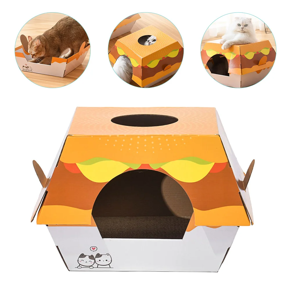 

Cat Board Scratch House Scratching Scratcherkitten Pet Pad Paper Bedcorrugated Cardboard Box Grinding Claw Post Indoor Burger