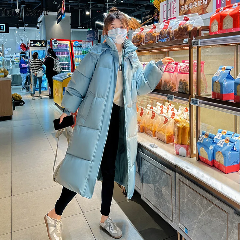 Women's Winter Parkas 2022 Long Over-the-knee Thick Jackets Female Loose Hooded Winter Jacket Streetwear Coats Female Clothing