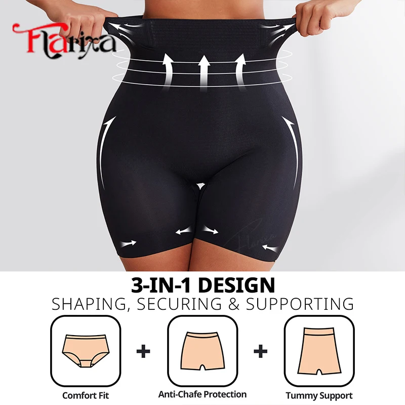 Flarixa Ice Silk шорты с контролем живота женские двухслойные утягивающие трусики для