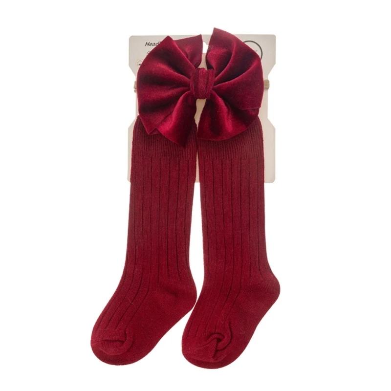 

Baby Girl Socks and Bowknot Headband Gift Set Cotton Socking for Newborn Infant P31B