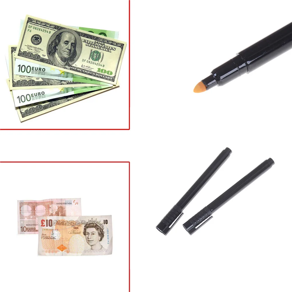 2pcs Money Checker Tester Pen Unique Ink Currency Detector Counterfeit Marker Fake Banknotes Checkering Tools Money Detector images - 6