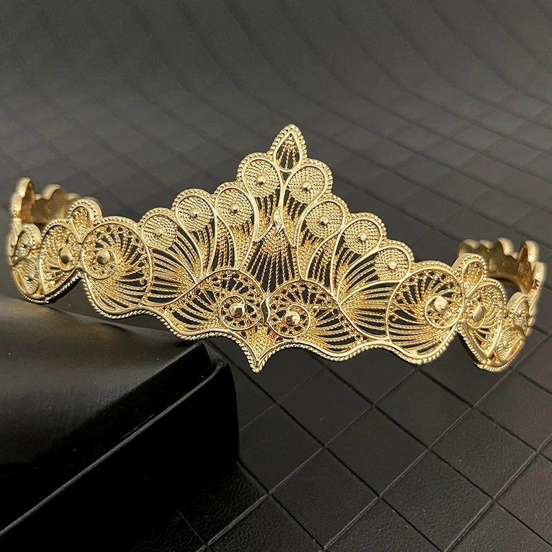 

Algerian Wedding Crown for Bridal Hollow Flower Design Hair Accessories for Bride Middle East Fashion Crowns for Women