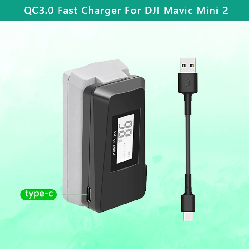 

Быстрое зарядное устройство для DJI Mavic Mini 2 QC3.0, USB-зарядка с кабелем типа C, светодиодное зарядное устройство для Mavic Mini 2, аксессуары для дрона