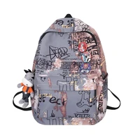 new student schoolbag korean high capacity junior high school student backpack graffiti fashion cool campus backpack