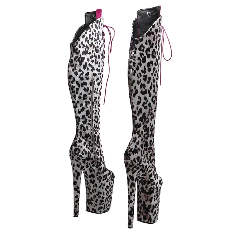 Leecabe/23 см/9 дюймов леопардовый замшевый верх трендовые модные ботинки с небольшим