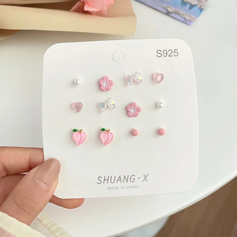 Early Spring 925 Silver Needle Ear Stud For Women Fresh Sweet Flower Week Earrings Daily Gentle Temperament Girls' New Fashion