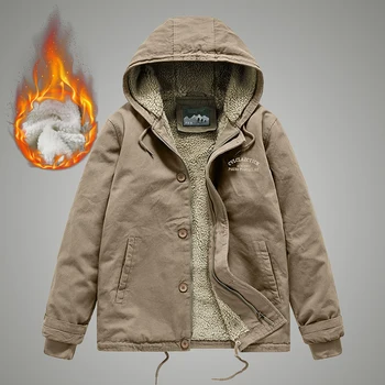 Thicken Men Jackets Coats Fleece Hooded Winter Coat Flight Military Bomber Coat Male Clothing Windproof Men Casual Warm Jacket 1