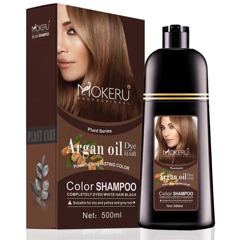 Mokeru Natural Brown Color Permanent Hair Colour Shampoo Long Lasting Hair Dye Shampoo professional hair dye free shipping