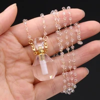 2pcnatural stone clear quartz perfume bottle pendant necklaces for jewelry makingdiy necklace accessories charm gift free20x38mm