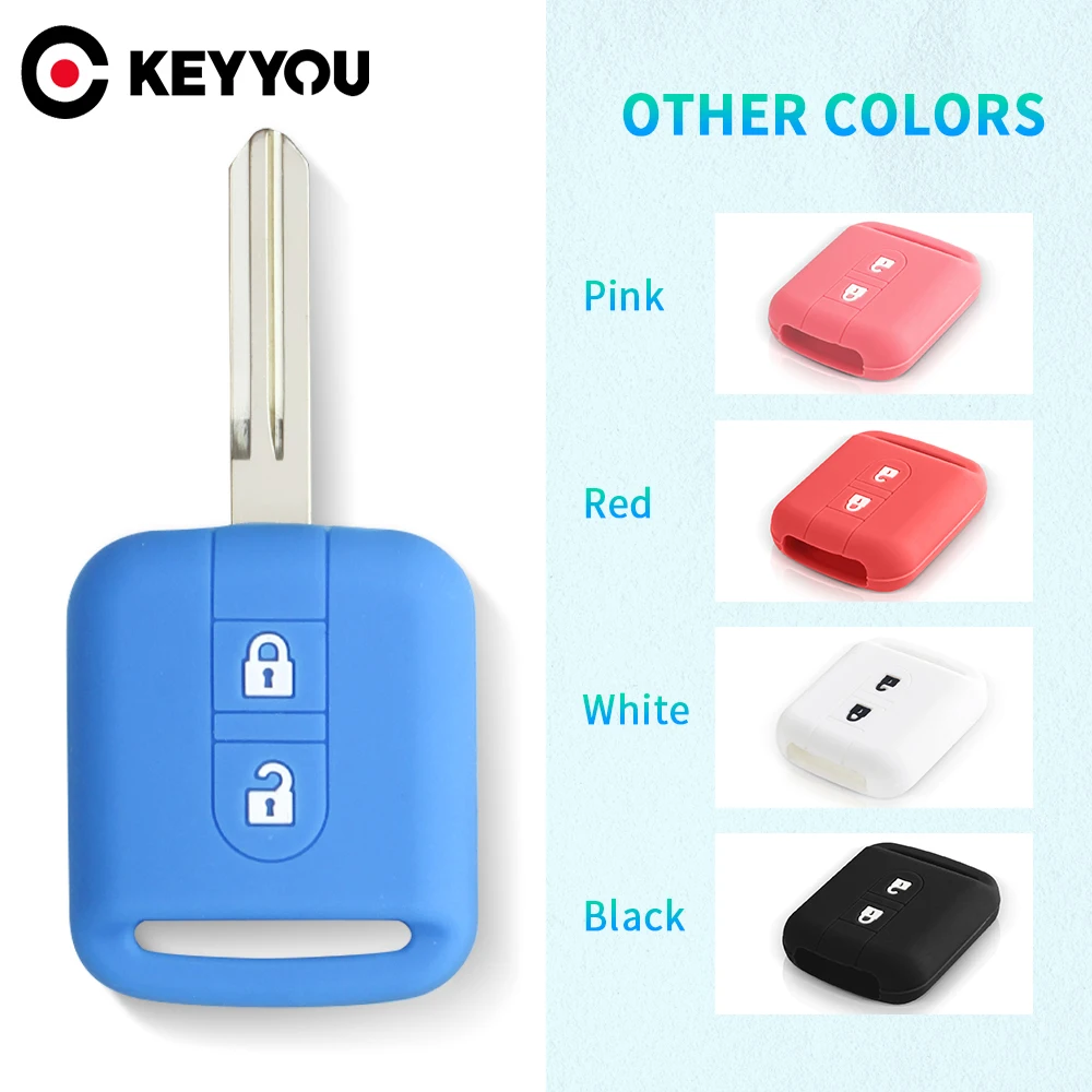 

KEYYOU 2 Button Silicone Car Key Case For Nissan Qashqai Micra Navara Note X-Trail Almera Key Cover Silicone Remote Fob Cover