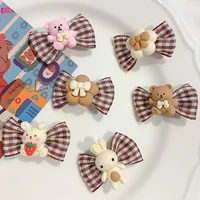 2pcs cute bunny bow hairpin set for kids girls lovely cartoon bear animal bowknot hair clip 2022 new fine hair accessories gift