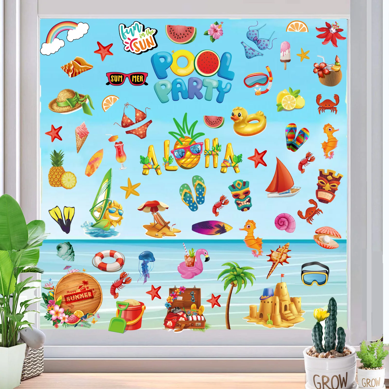 Декоративные виниловые наклейки на тему летнего фестиваля Гаваи декорации