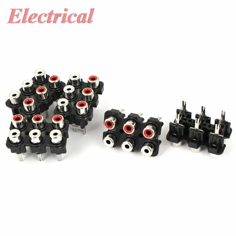 

AV Concentric Socket 6 RCA Female Jack Outlet Board Black