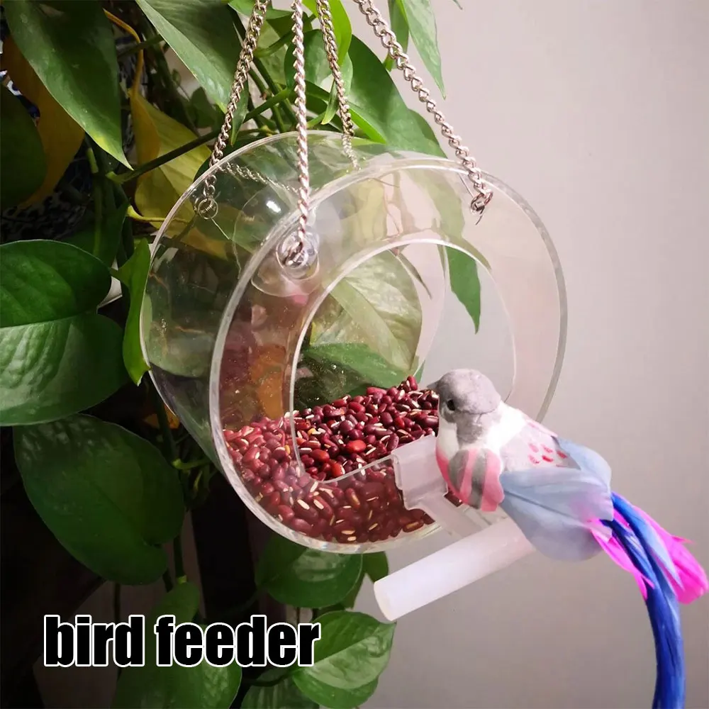 Clear Round Acrylic Feeding Station Outdoor Food Container