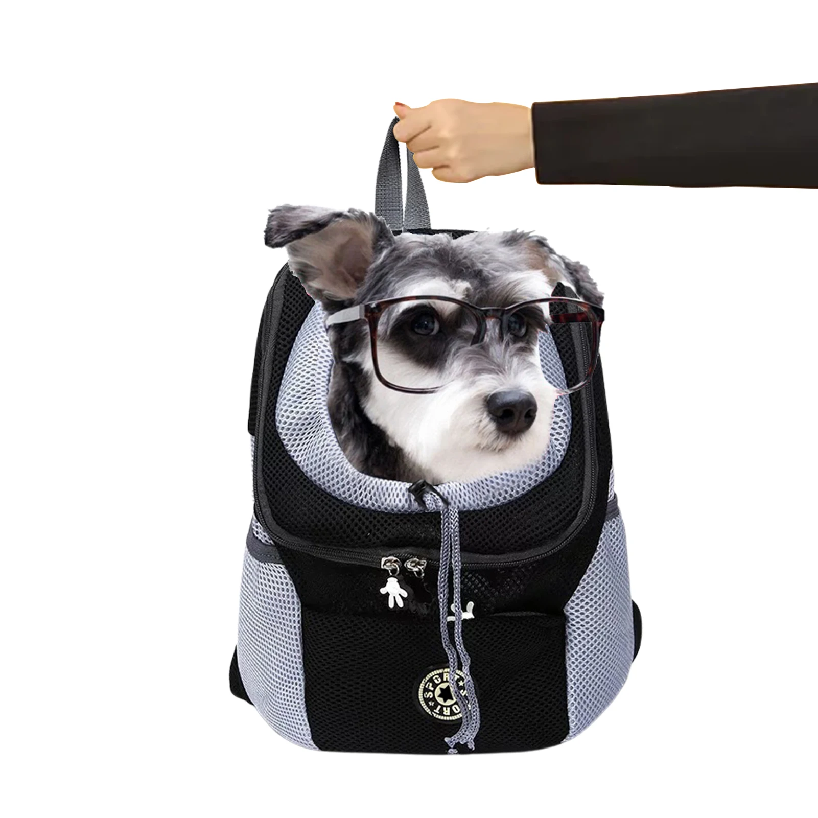 

Воздухопроницаемый удобный рюкзак-переноска для домашних животных, дорожная сумка на плечо для кошек и собак с мягкой дышащей сеткой сбоку ...