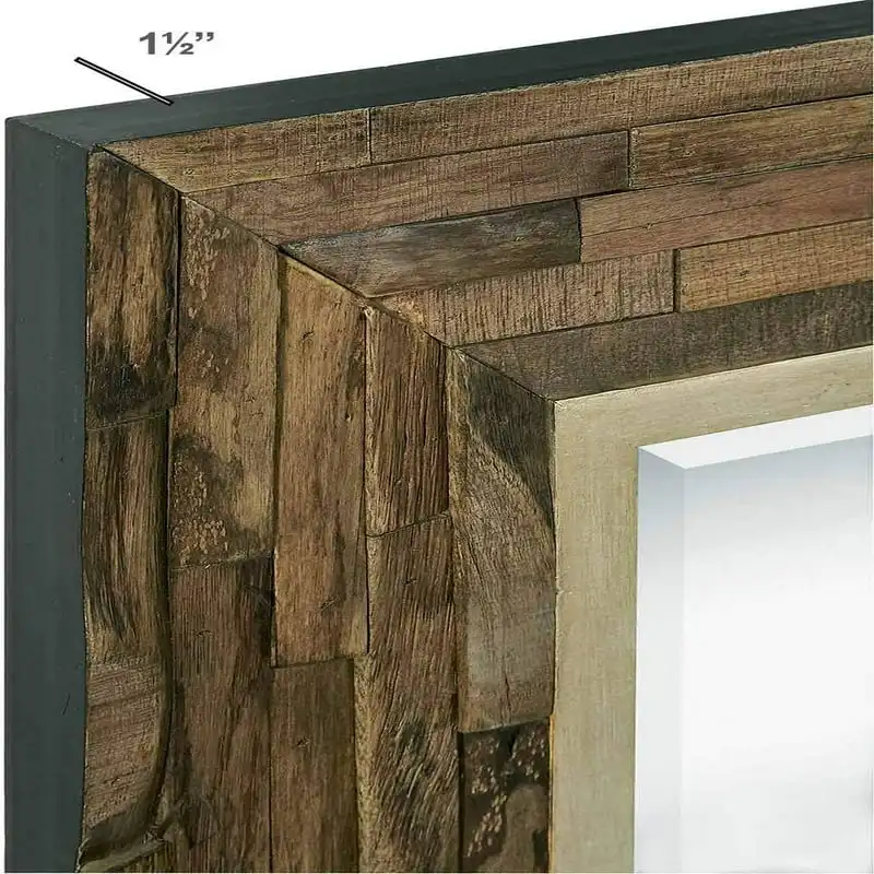 

Настенное зеркало с рамкой из массива дерева | Естественная конструкция для туалетного столика, спальни или ванной | Классический дизайн 24x36 дюймов | Горизонтальная подвеска