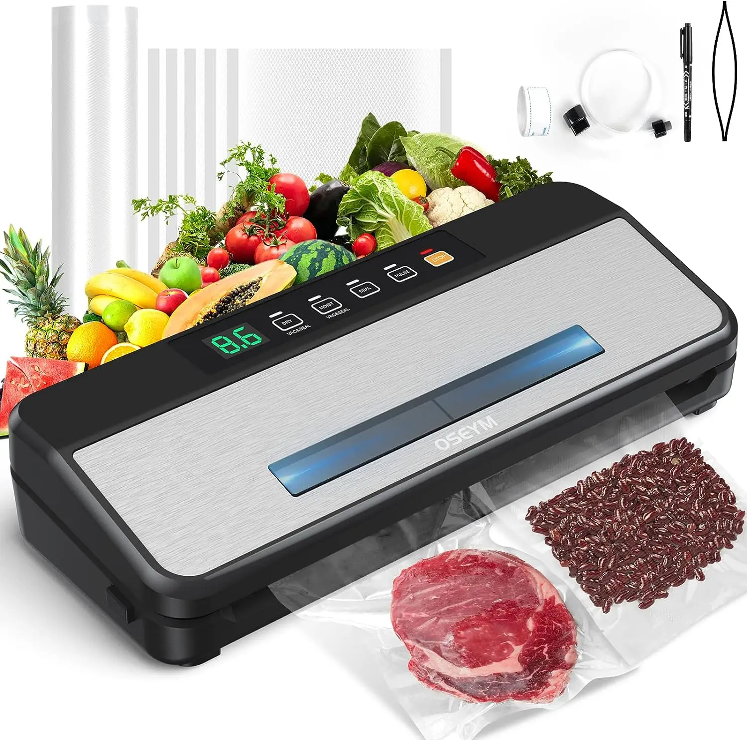 

Vacuum Sealer Machine, 80Kpa Automatic Food Sealer Machine, Food Sealers Vacuum Packing Machine with Cutter & Bags, Air Seal
