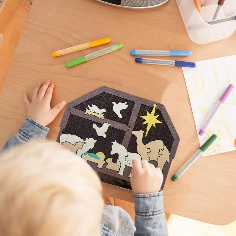 Деревянная статуя-пазл с Иисусом рождественские подарки праздничные украшения