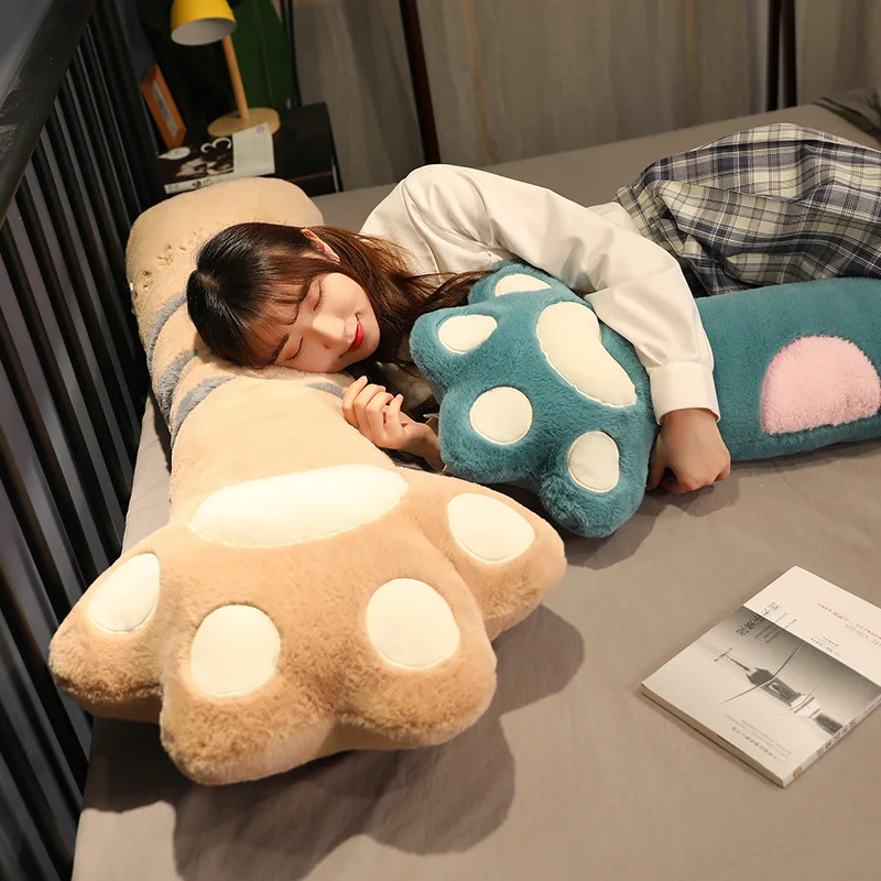 

70-140cm Kawaii Cat Paw Cushion Soft Long Plush Pillow Cartoon Bear Paw Stuffed Bedroom Hug Pillow Home Decoration Gifts