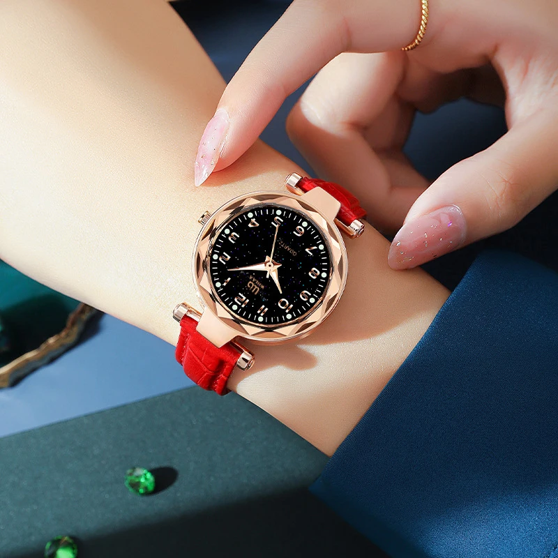 WIILAA Luxury Women's Starry Sky Watches Fashion Waterproof Luminous Belt Quartz Wristwatch Ladies Dress Clock Reloj Mujer enlarge