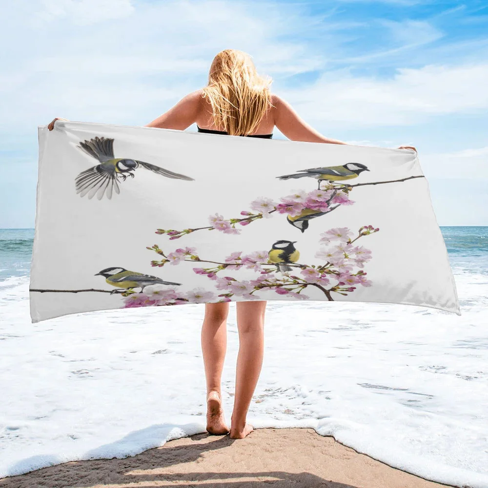 

Oriole Peach Blossom Spring Bird Flower Microfiber Household Large Bath Towel Shower Face Hair Towel Sports Yoga Beach Towels