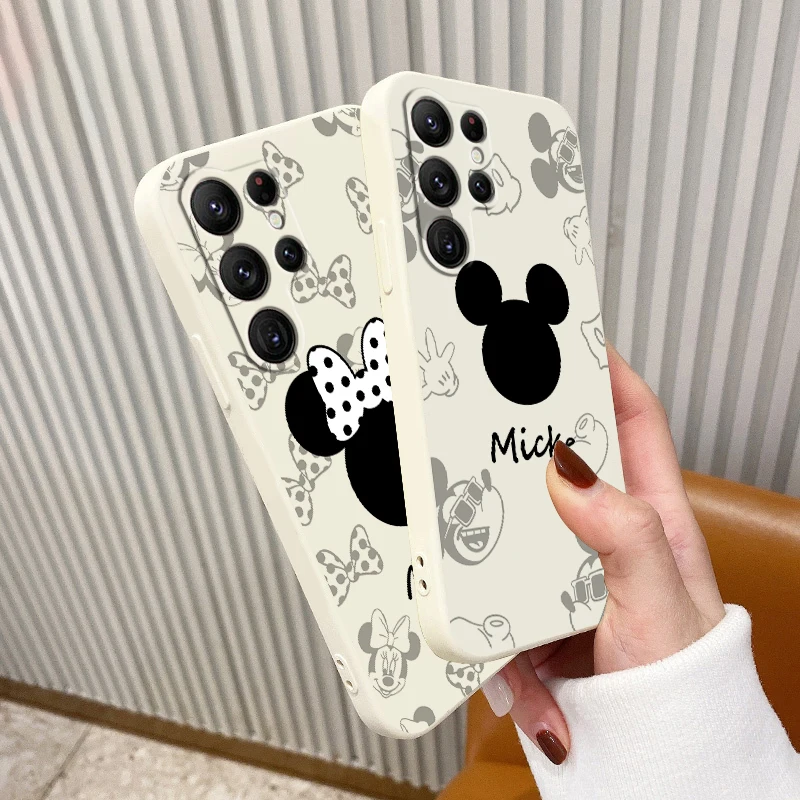 

Liquid Rope Cover Disney Mickey Minnie Luxury Phone Case For Samsung Galaxy S23 S22 S21 S20 FE S10 Plus Lite Ultra 5G Funda