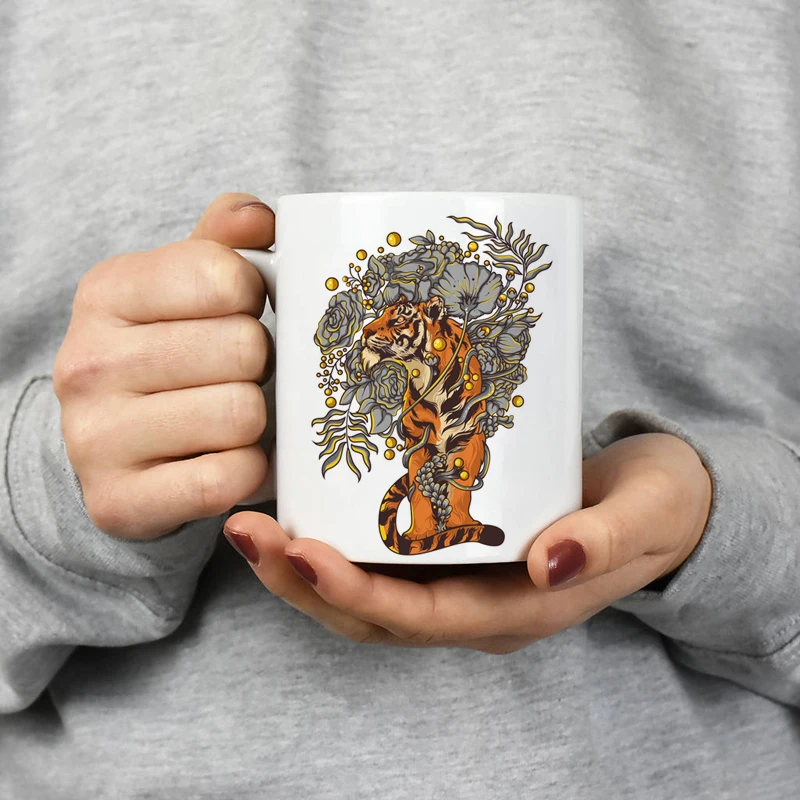 

tiger flowers mug Ceramic Creative 11oz Friends Birthday Gift Coffee Cup