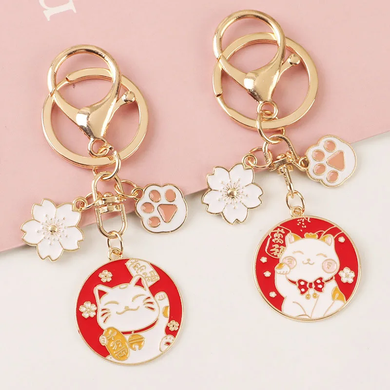 Брелок для ключей с изображением милого кота удачи оригинальный брелок Манеки