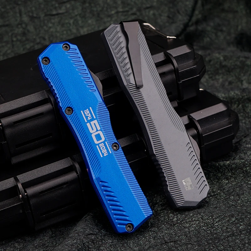 Фото KS9000 Diskin Livewire 50th OTF Knife Tech D2 Blade Outdoor Складное лезвие Карманные ножи для выживания EDC Инструменты Цинк Алюминиевая ручка №2
