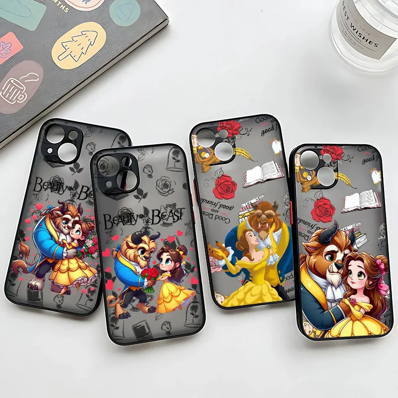 Beauty and the Beast Cute Phone Case For Apple iPhone 16 15 14 13 12 11 Mini XS X Pro Max Plus Frosted Translucent Cover