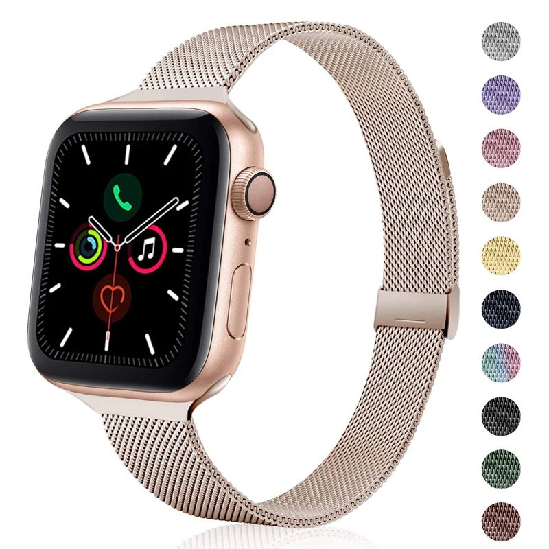 

Ремешок магнитный для Apple watch Band, браслет из нержавеющей стали для iWatch Series 3 4 5 6 se 7, 45 мм 41 мм 44 мм 40 мм 42 мм 38 мм