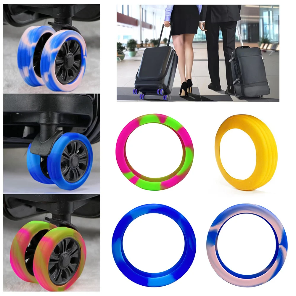 

4PCSLuggage Wheels Protector Silicone Wheels Caster Shoes Travel Luggage Suitcase Reduce Noise Wheels Guard Cover Accessories