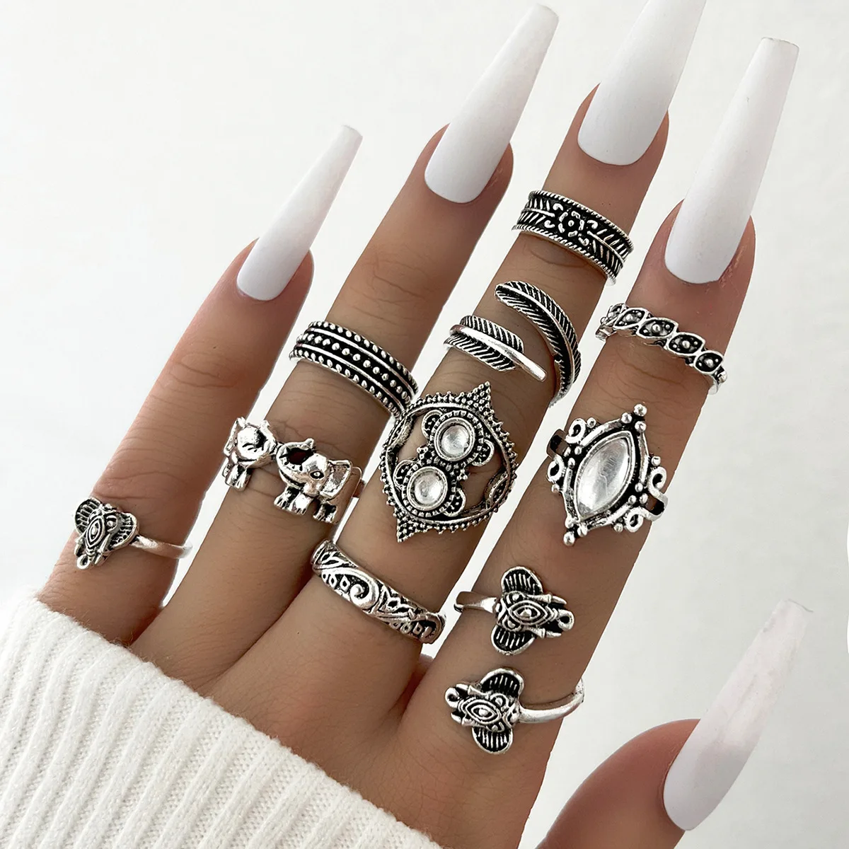 

10 шт., набор женских колец в стиле «Ретро»