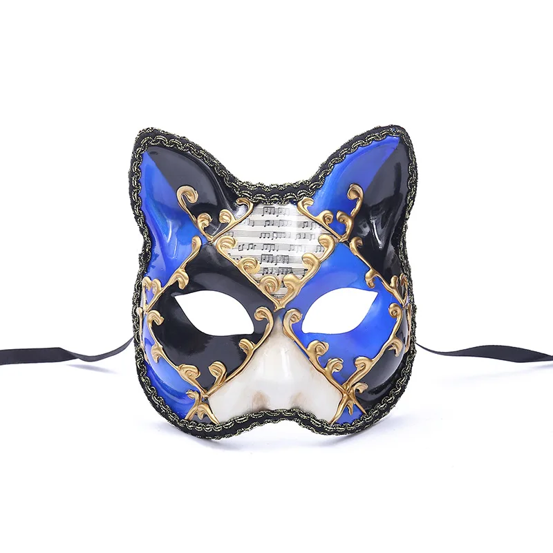 

Venetian Ball Upper Half Face Masquerade Mask Halloween Theme Party Cat Cosplay Music Notation Mask Dance Makeup Props