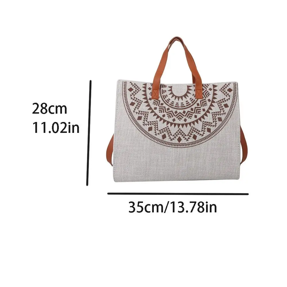 Printed Canvas Tote Bag Elegant Japanese Style Flower Large Capacity Stripe Shopping