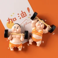 cartoon cute refrigerator magnets stickers weightlifting men and women magnetic stickers decorative 3d home magnetic stickers