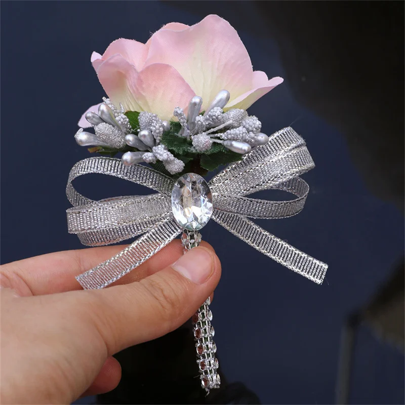 

VOHSIAHPO Girl Corsage Boutonniere Brides Bridesmaid Artificial Flower Men Groom Groomsmen Suit Lapel Pins Wedding Accessories