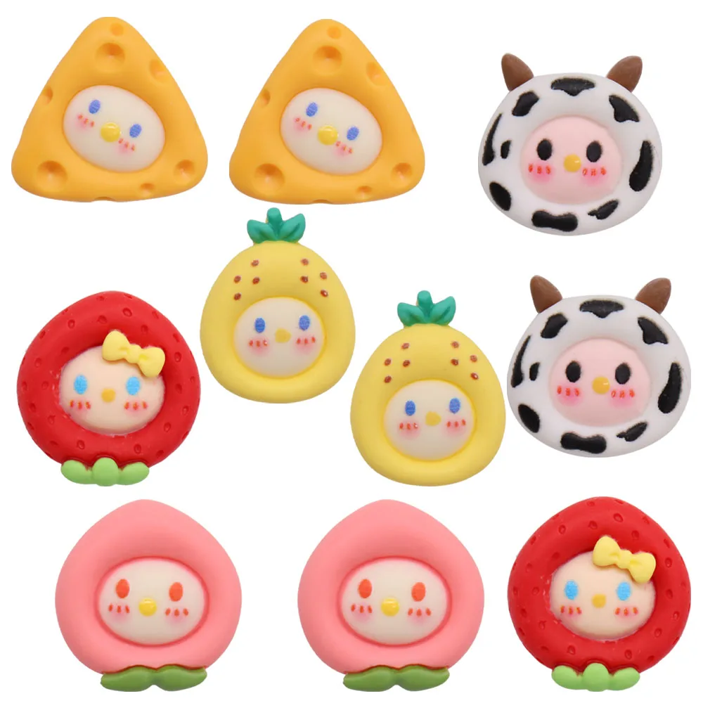 

Mix 50PCS Resin Cute Cartoon Fridge Magnets Kawaii Colorful Cheese Strawberry Peach Cows Bow Refrigerator Magnets Stationery Toy